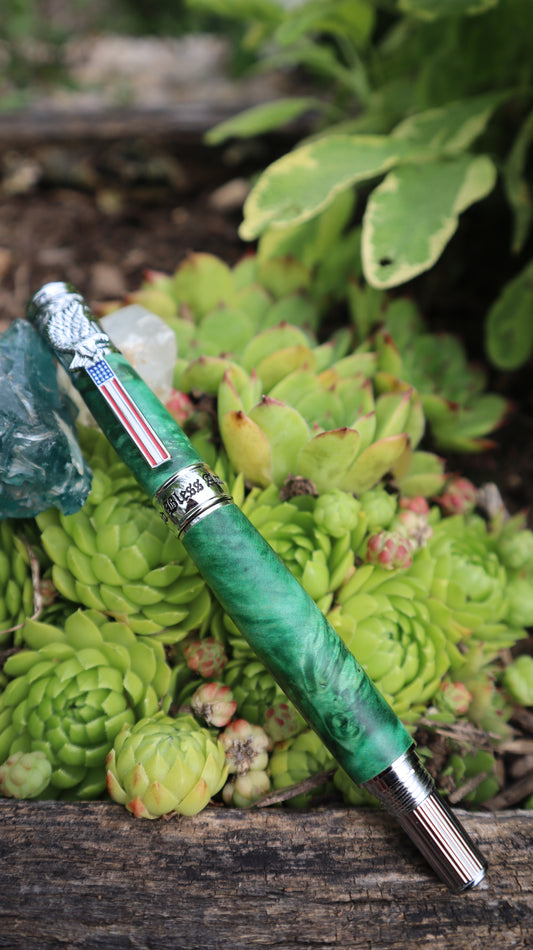 American Patriot rollerball pen chrome/green boxelder