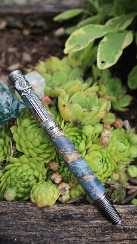 American Patriot rollerball pen Antique pewter/Blue