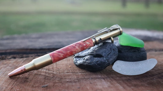 Bolt action pen in red boxelder